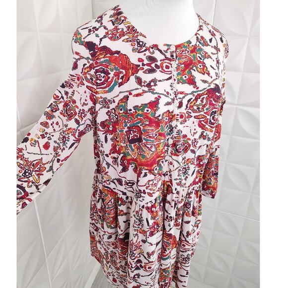 Goa Tunic Top Cotton Jersey Stretch Colorful Boho Pockets M Peruvian Connection - Picture 2 of 11